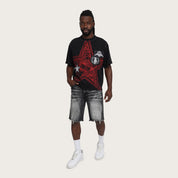 10" Comfort Chaos Abyss Jean Shorts - Spider Black