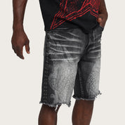 10" Comfort Chaos Abyss Jean Shorts - Spider Black