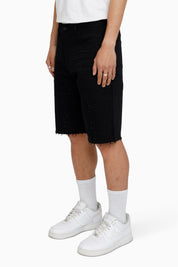 All Rhinestone Denim Short - Black