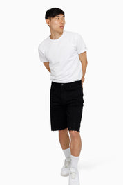 All Rhinestone Denim Short - Black