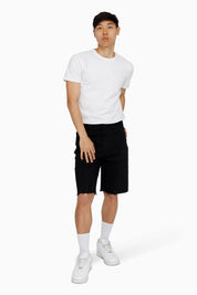 All Rhinestone Denim Short - Black