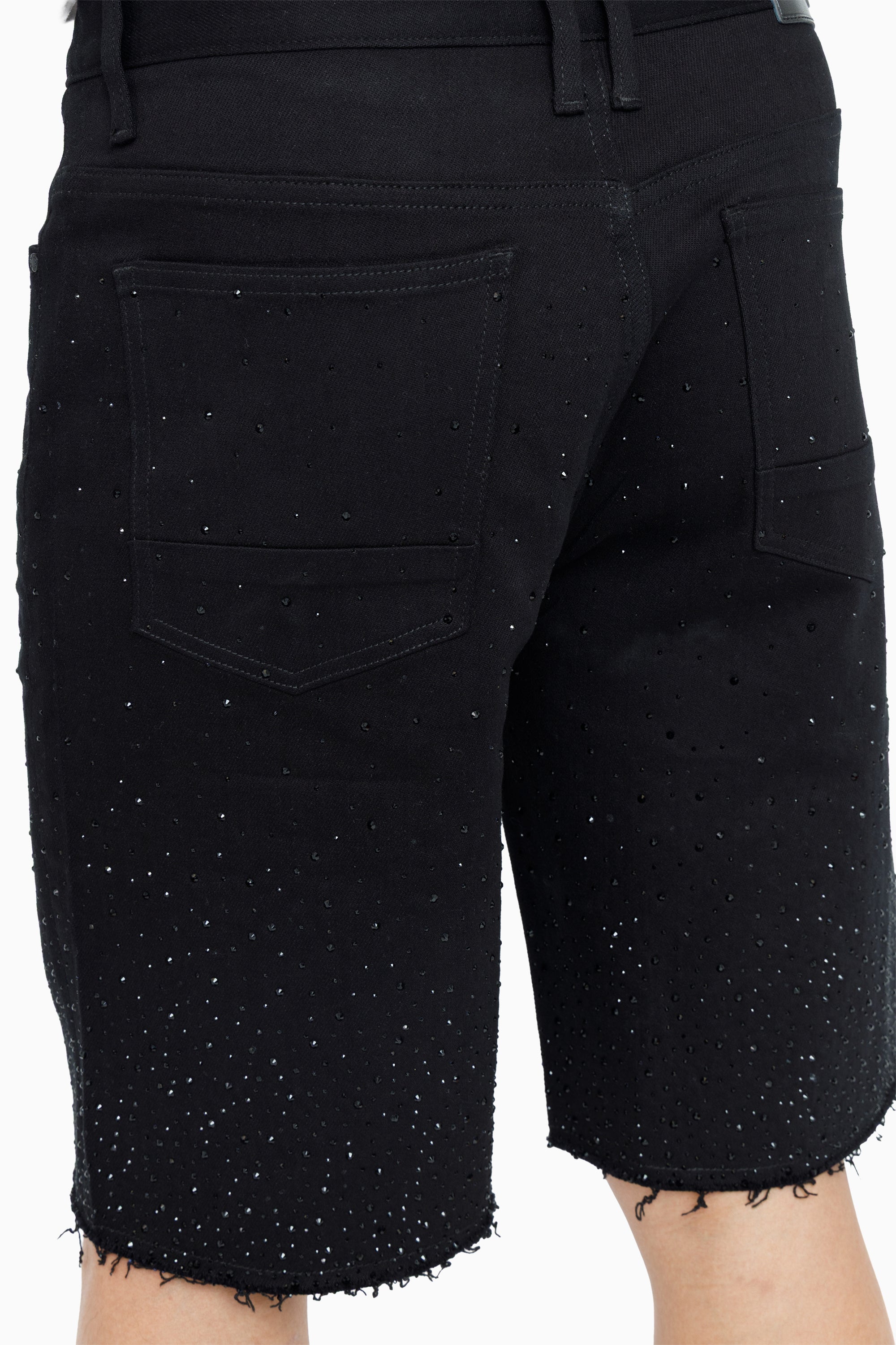All Rhinestone Denim Short - Black