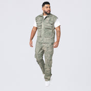 Big and Tall - Utility Splatter Print Twill Pants - Solar Olive
