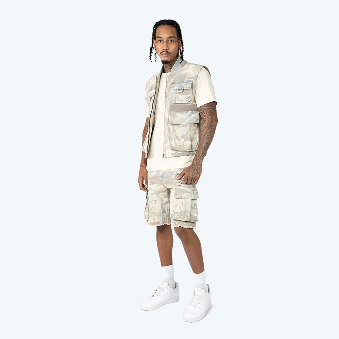 10" Camo Flocked Jean Shorts - Sahara Camo