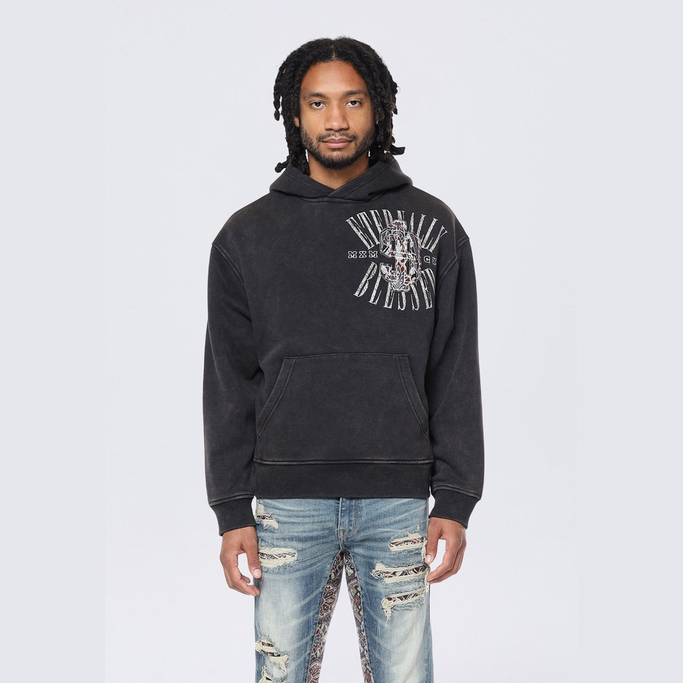 Smoke Rise Tapestry Varsity Hoodie - Black