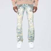 Stacked Flared Maximalist Studded R&R Jeans