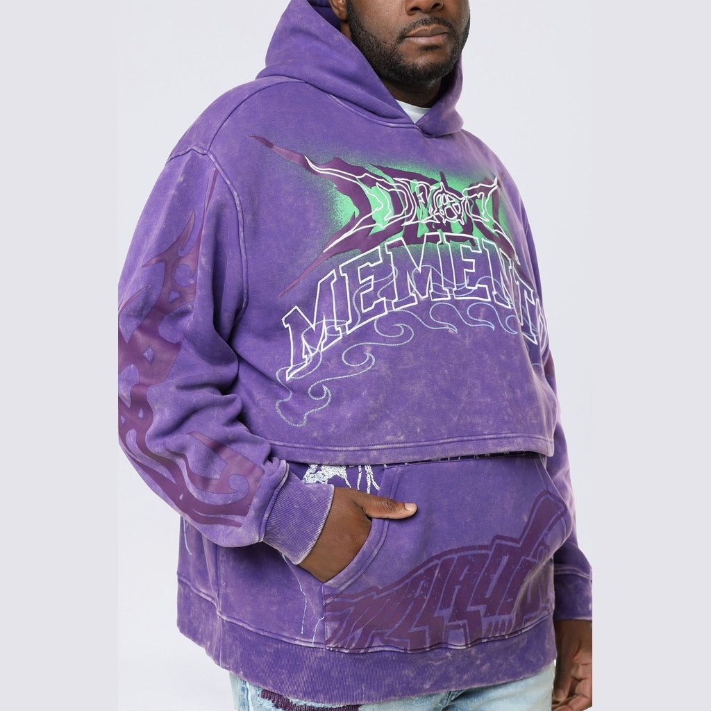 Smoke Rise Big and Tall Big and Tall - Dropped Shoulder 2-Fer Dystopian Hoodie - Prism Violet