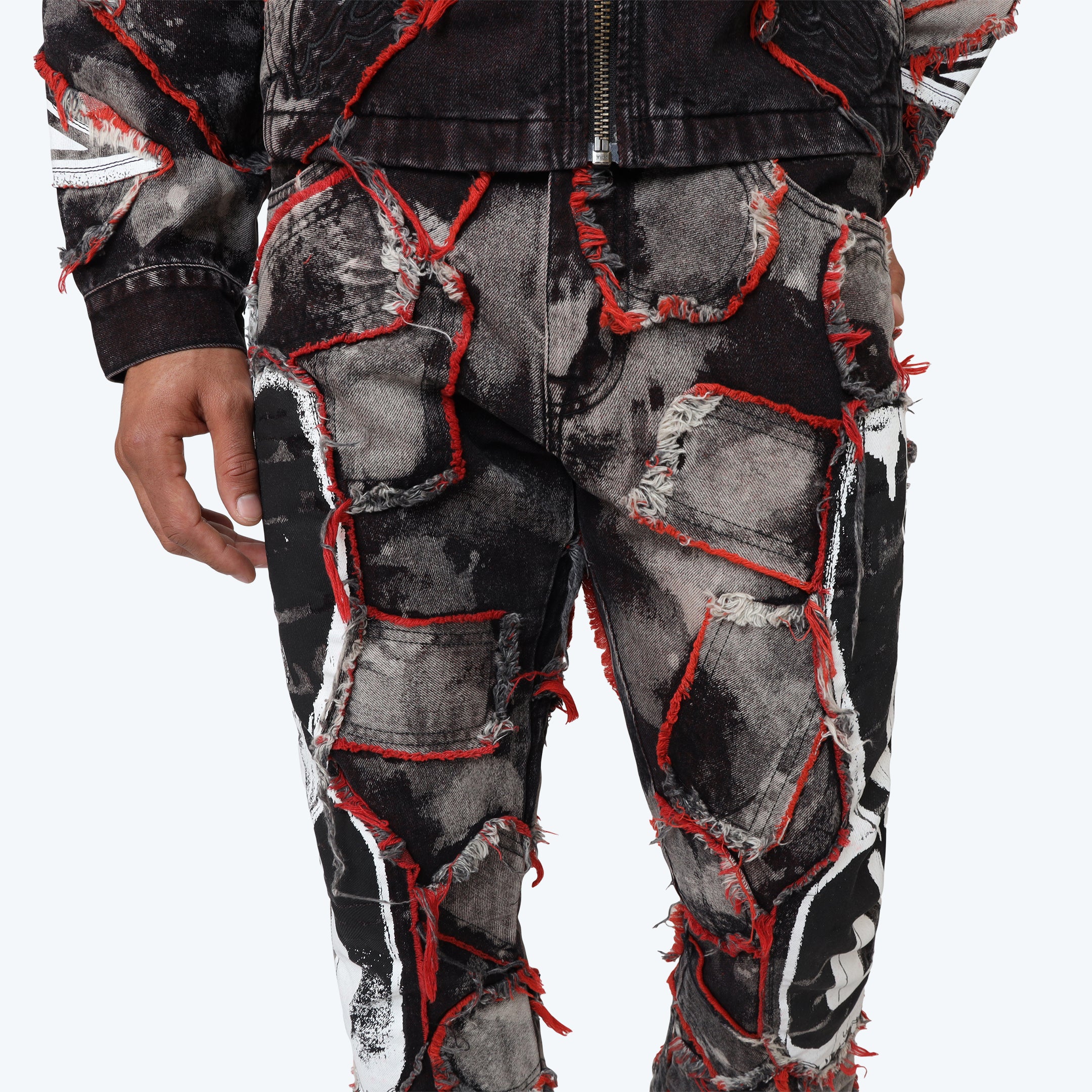 Lazy Stacked Victory Color Weft Jeans - Nickel Black