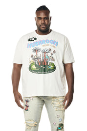 Big and Tall - Psychedelic Mushroom Printed SS T-Shirt - Chalk