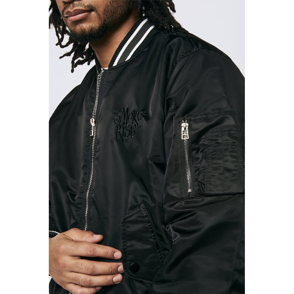 Smoke Rise Men's MA1 Bomber Jacket Black - Online Exclusive