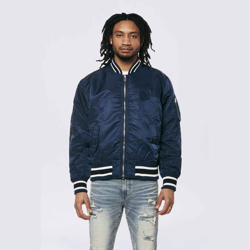 Smoke Rise Men's MA1 Bomber Jacket Navy - Online Exclusive