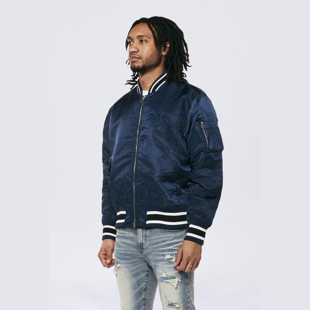 Smoke Rise Men's MA1 Bomber Jacket Navy - Online Exclusive