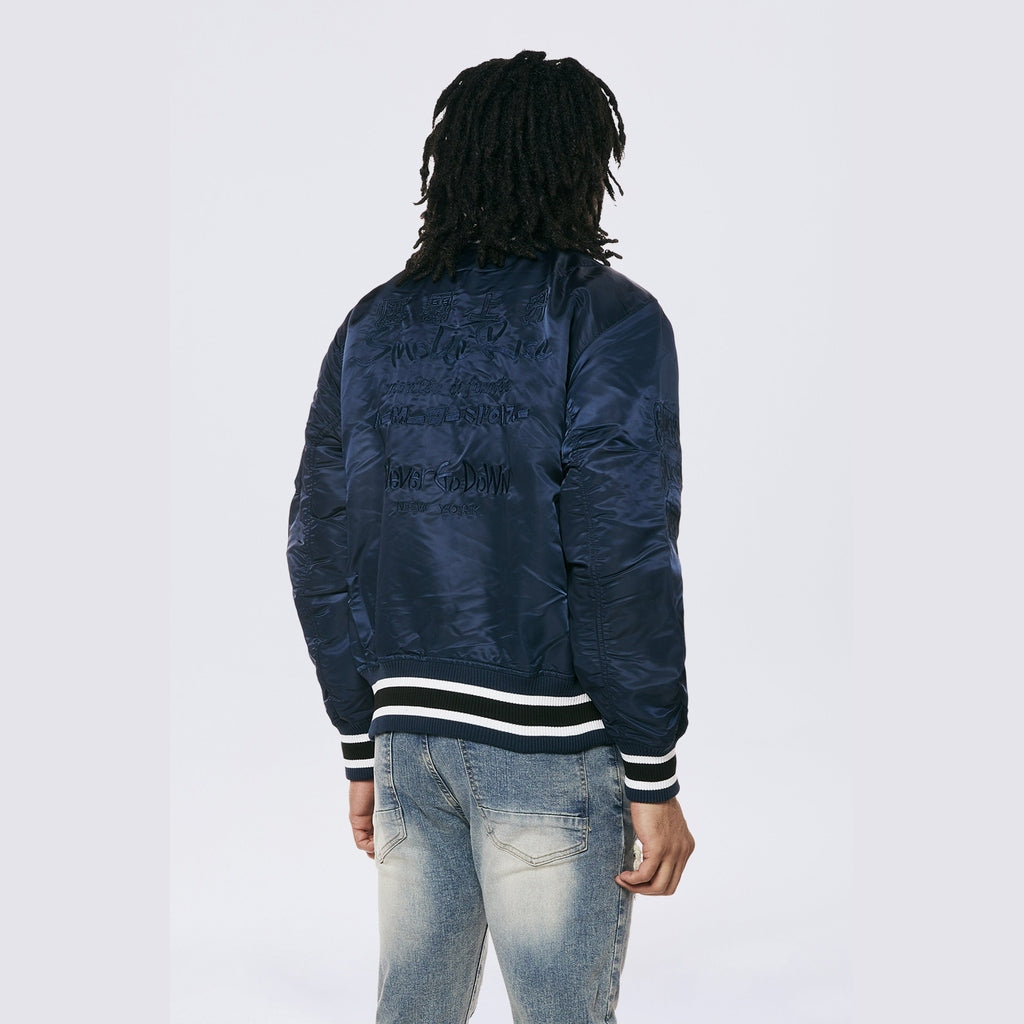 Smoke Rise Men's MA1 Bomber Jacket Navy - Online Exclusive