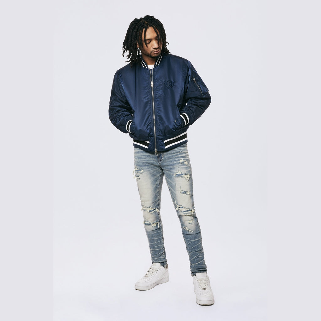 Smoke Rise Men's MA1 Bomber Jacket Navy - Online Exclusive