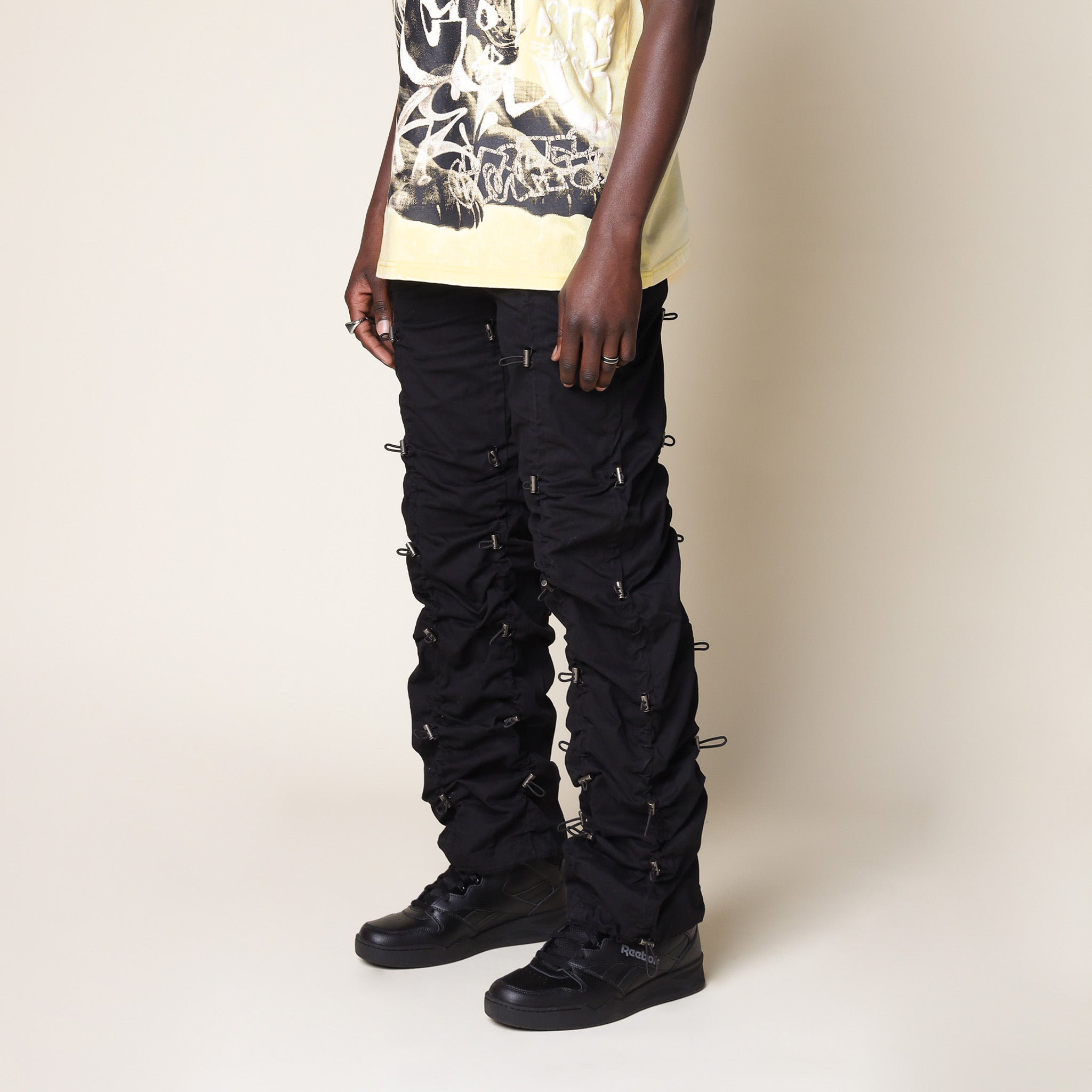 Wide Stopper Twill Pants - Black