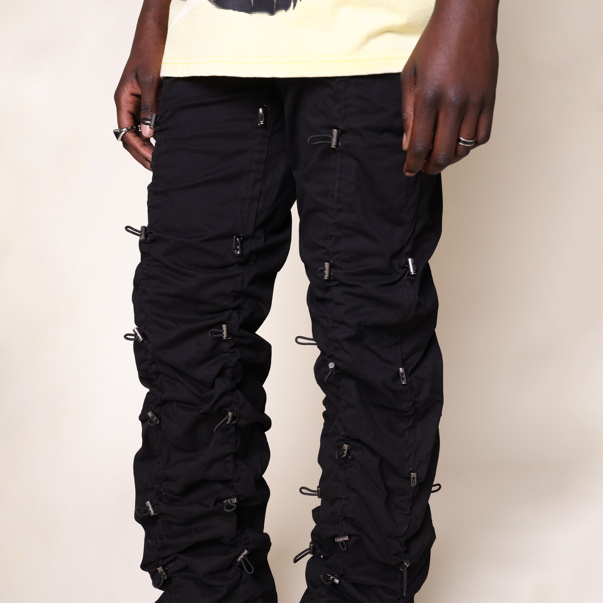 Wide Stopper Twill Pants - Black