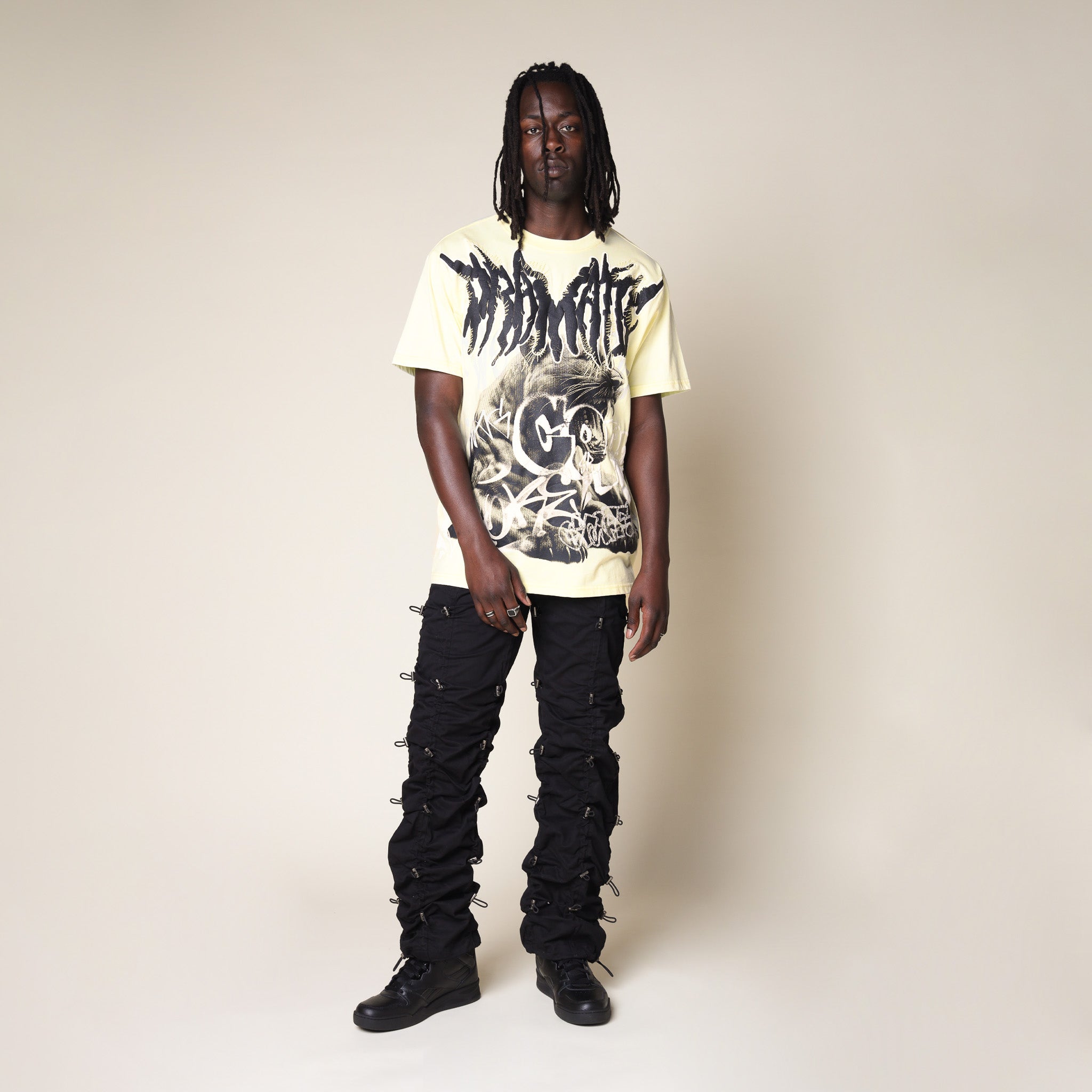 Wide Stopper Twill Pants - Black
