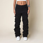 Wide Stopper Twill Pants - Black