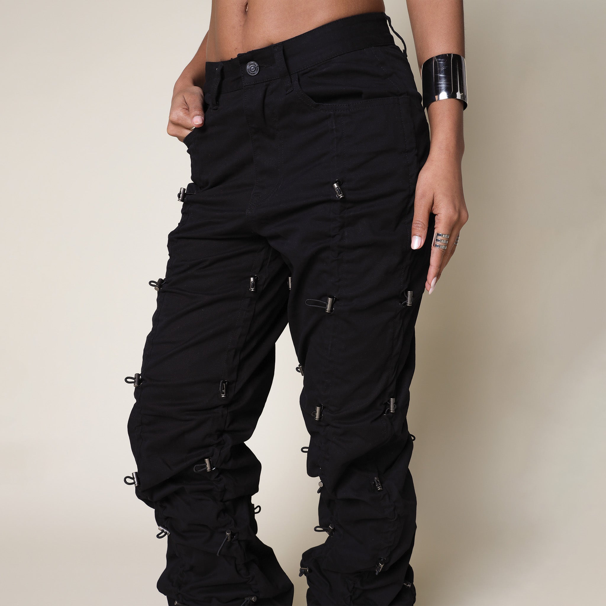 Wide Stopper Twill Pants - Black