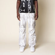 Wide Cargo Twill Pants - White
