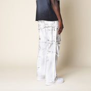 Wide Cargo Twill Pants - White