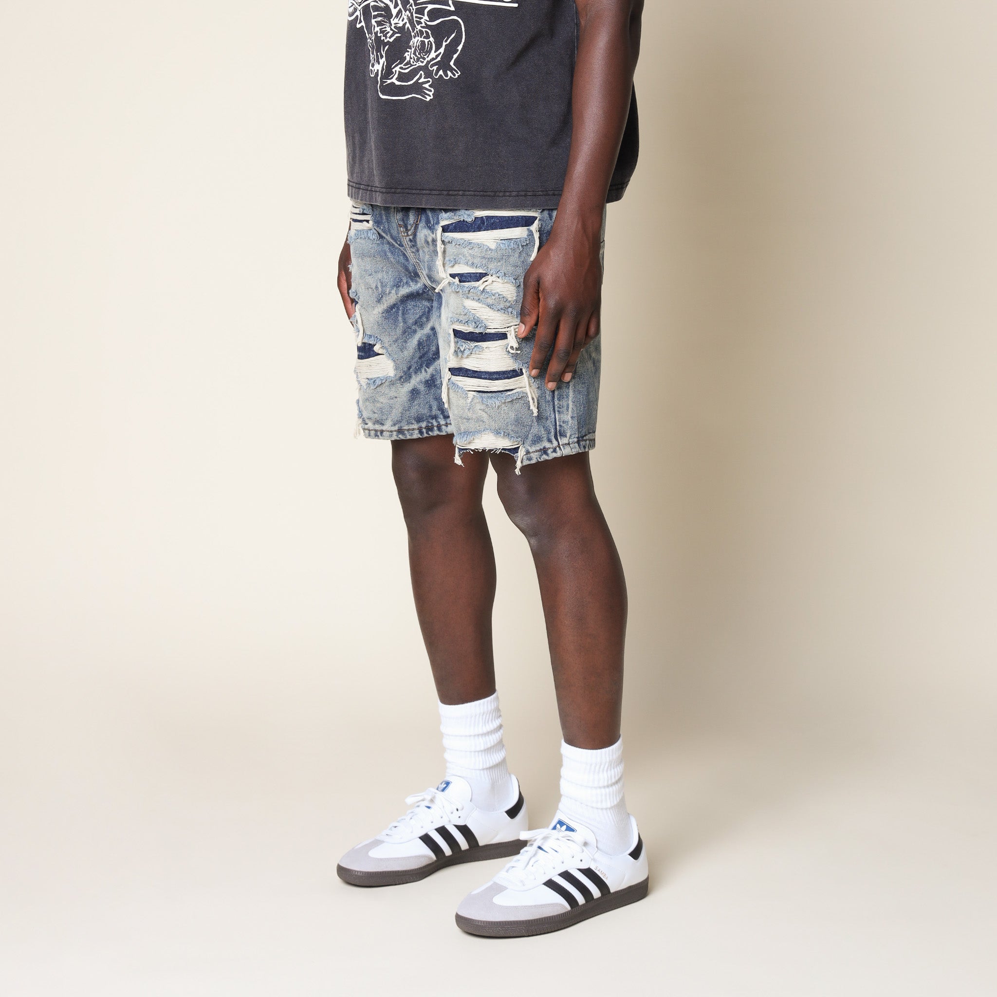 7" Heavy Repair Jean Shorts - Marsh Blue