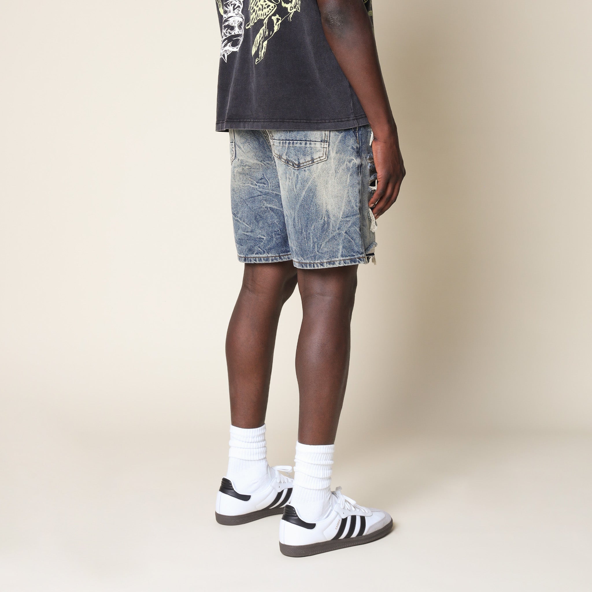 7" Heavy Repair Jean Shorts - Marsh Blue