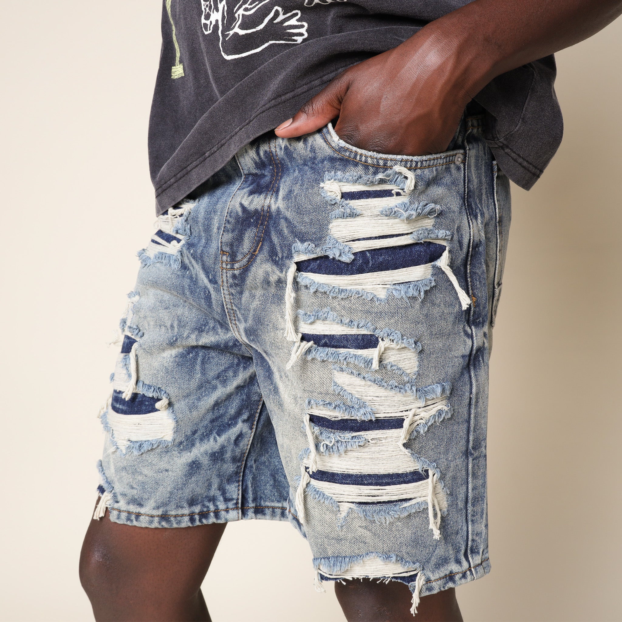 7" Heavy Repair Jean Shorts - Marsh Blue
