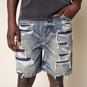 7" Heavy Repair Jean Shorts - Marsh Blue