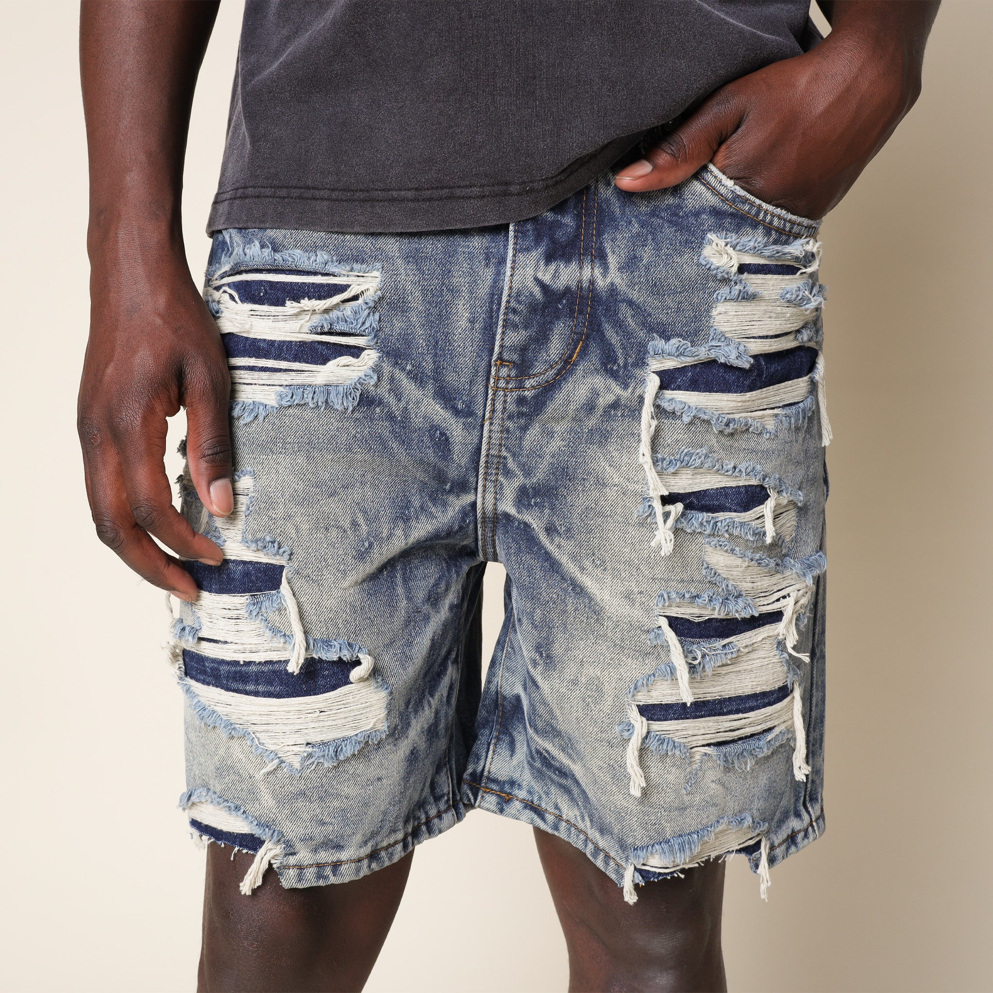 7" Heavy Repair Jean Shorts - Marsh Blue