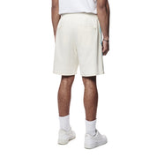 Smoke Rise Crest Embroidered Striped Waffle Knit Shorts - Oatmeal