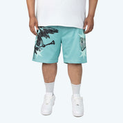Big and Tall - Maximalist Printed Mesh Shorts - Ice Green