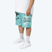 Big and Tall - Maximalist Printed Mesh Shorts - Ice Green