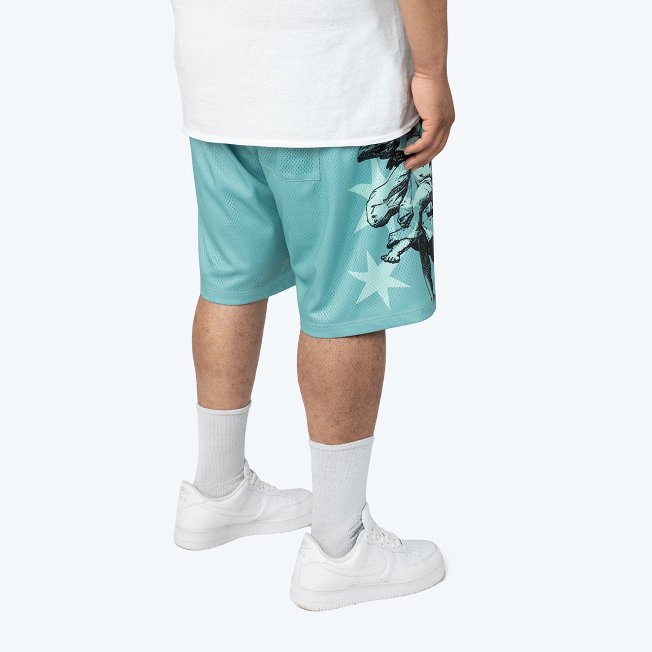 Big and Tall - Maximalist Printed Mesh Shorts - Ice Green
