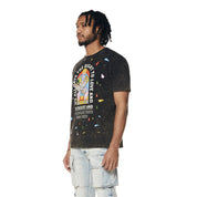 Smoke Rise Embroidered Patched & Graphic Printed T-Shirt - Black
