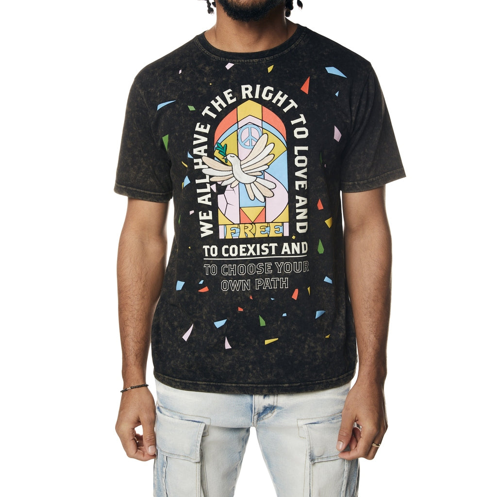 Smoke Rise Embroidered Patched & Graphic Printed T-Shirt - Black