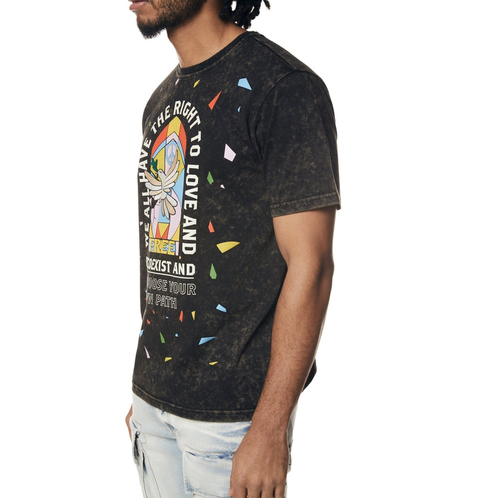 Smoke Rise Embroidered Patched & Graphic Printed T-Shirt - Black