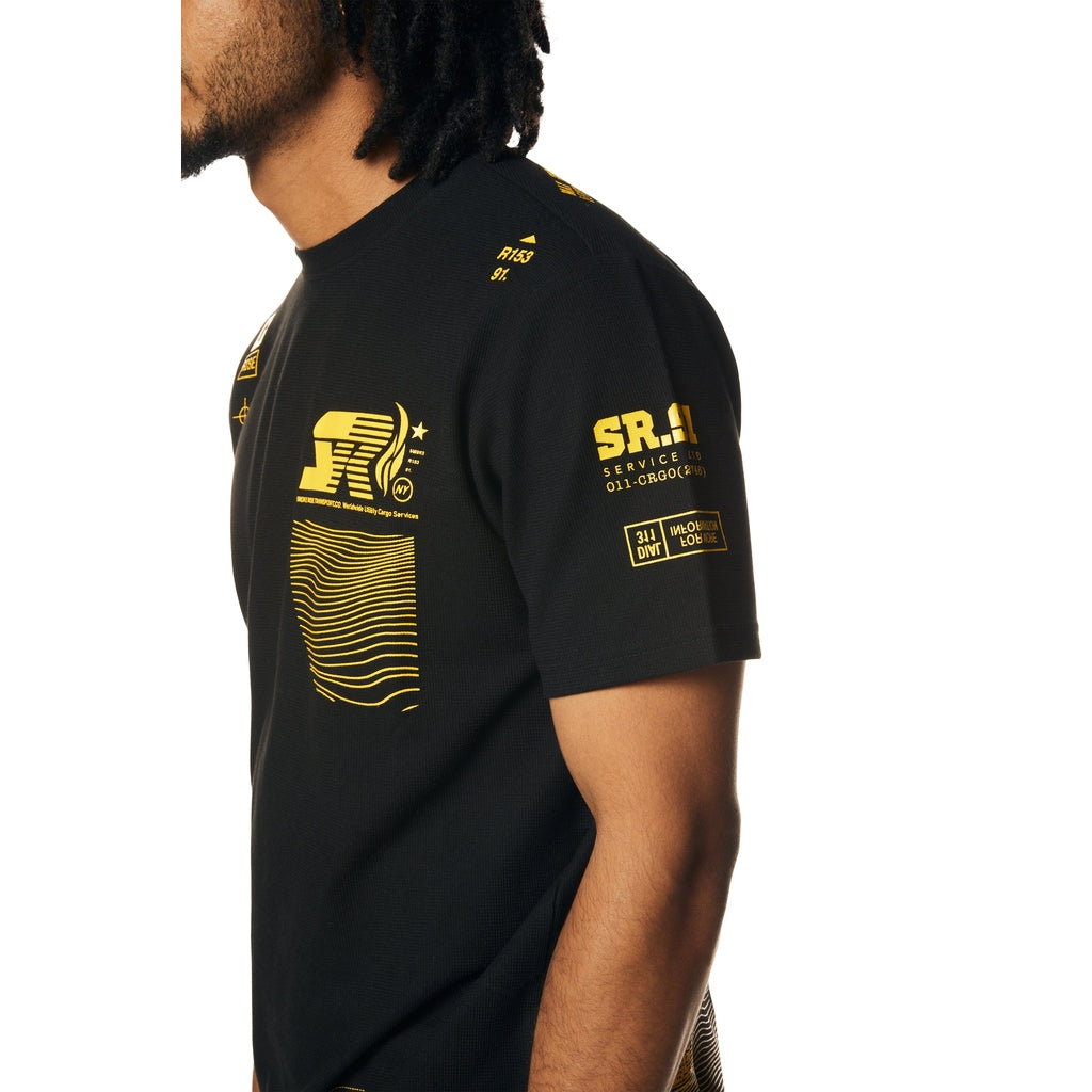 Smoke Rise Utility Graphic Gel Printed Waffle T-Shirt - Canary