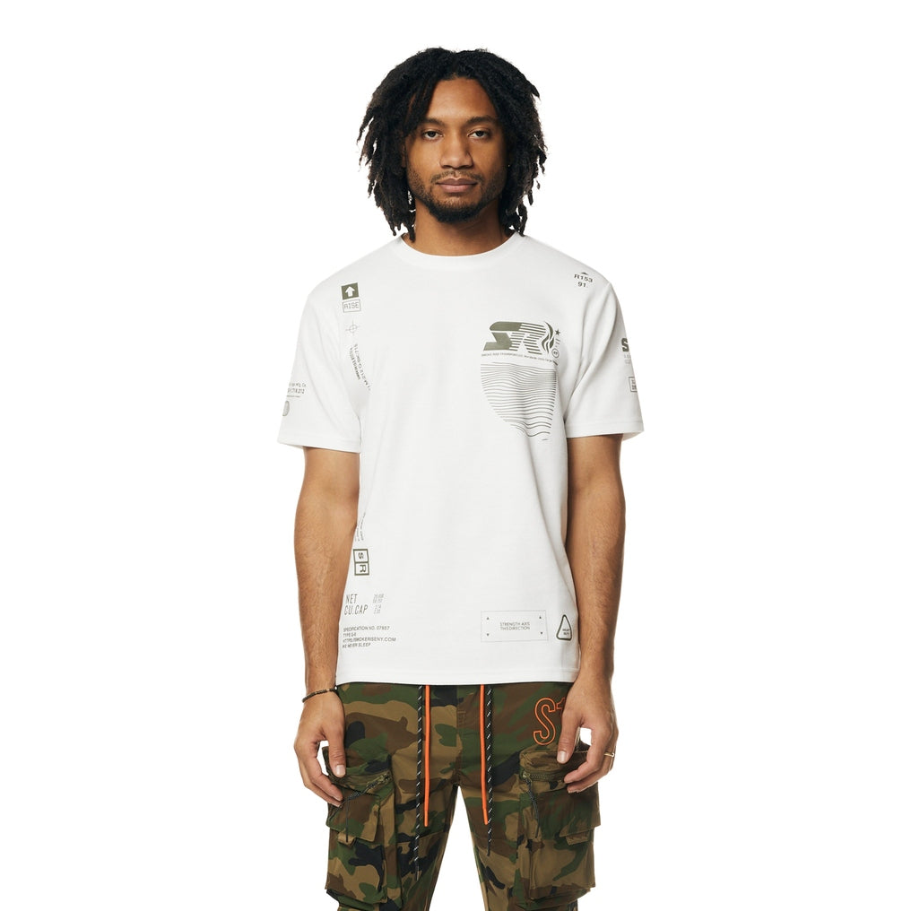 Smoke Rise Utility Graphic Gel Printed Waffle T-Shirt - Olive