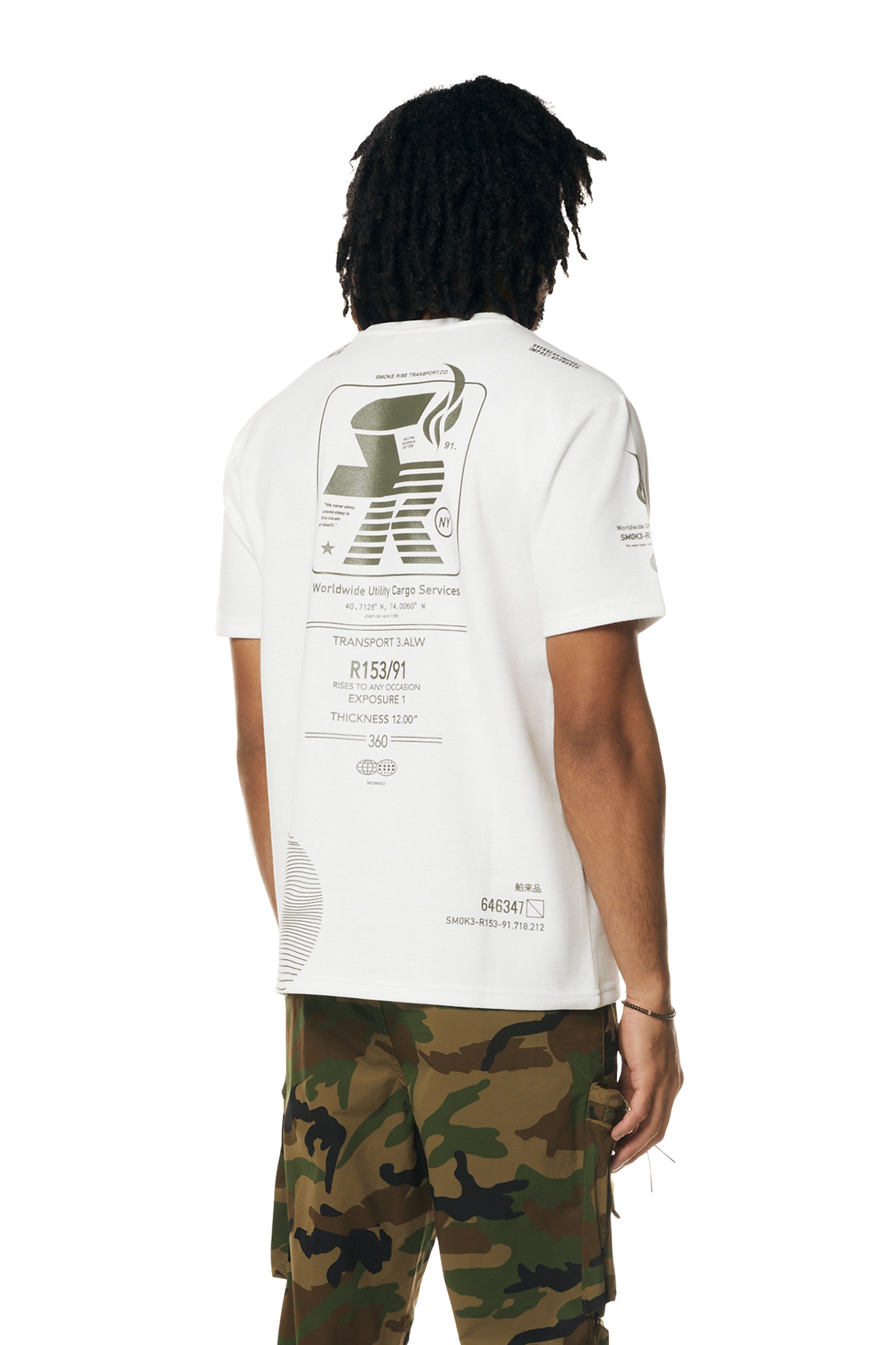 Utility Graphic Gel Printed Waffle T-Shirt - Olive