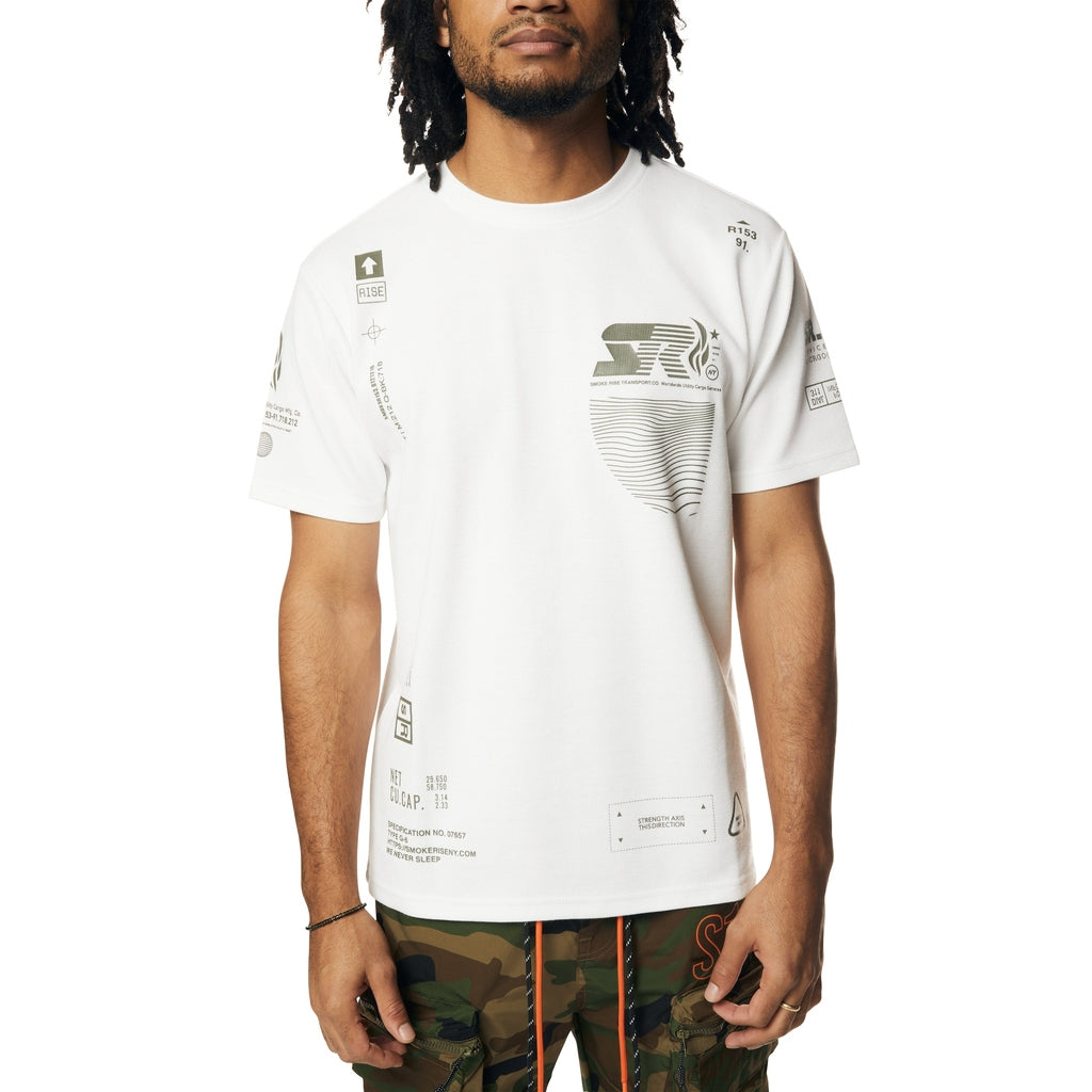 Smoke Rise Utility Graphic Gel Printed Waffle T-Shirt - Olive