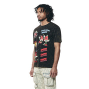 Smoke Rise Embroidered Patched & Graphic Printed T Shirt - Black