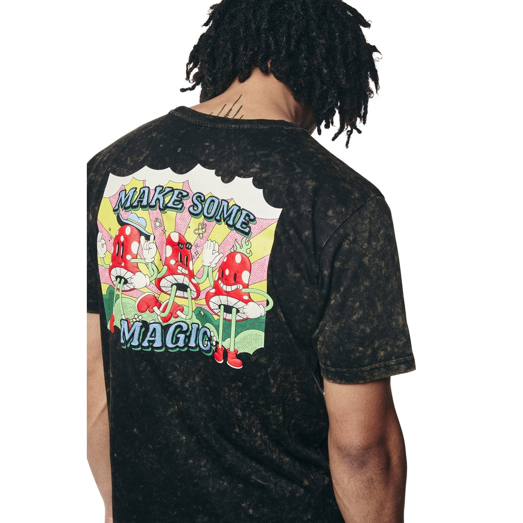 Smoke Rise Embroidered Patched & Graphic Printed T Shirt - Black