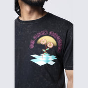 Mineral Wash Doodle Graphic SS T-Shirt - Black