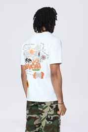 Mineral Wash Doodle Graphic SS Tee - White