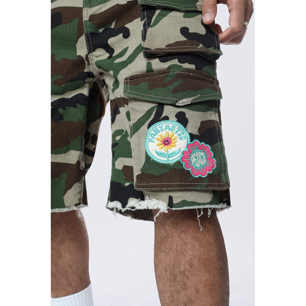 Smoke Rise Doodle Graphic Resort Twill Shorts - Wood Camo