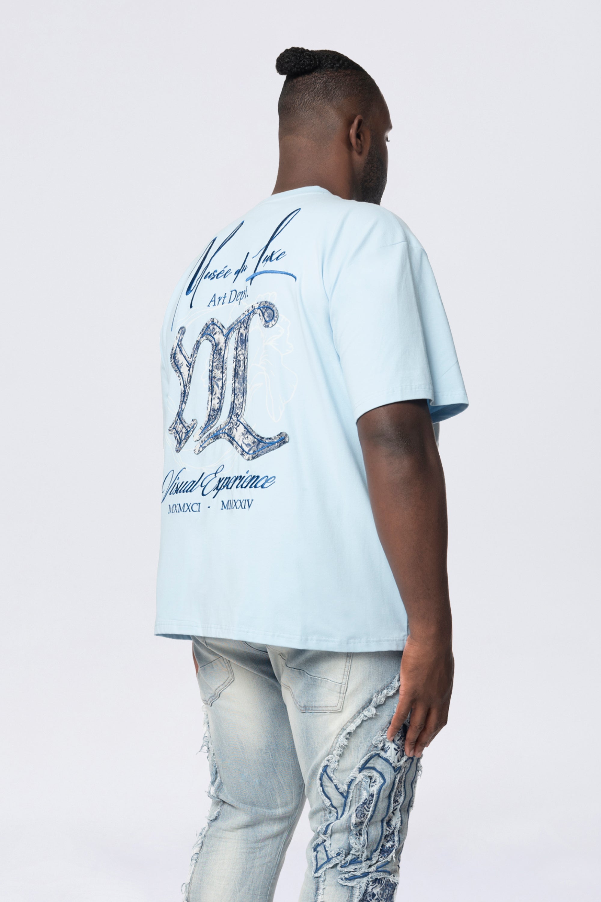 Big and Tall - Tapestry Patch SS Tee - Cerulean