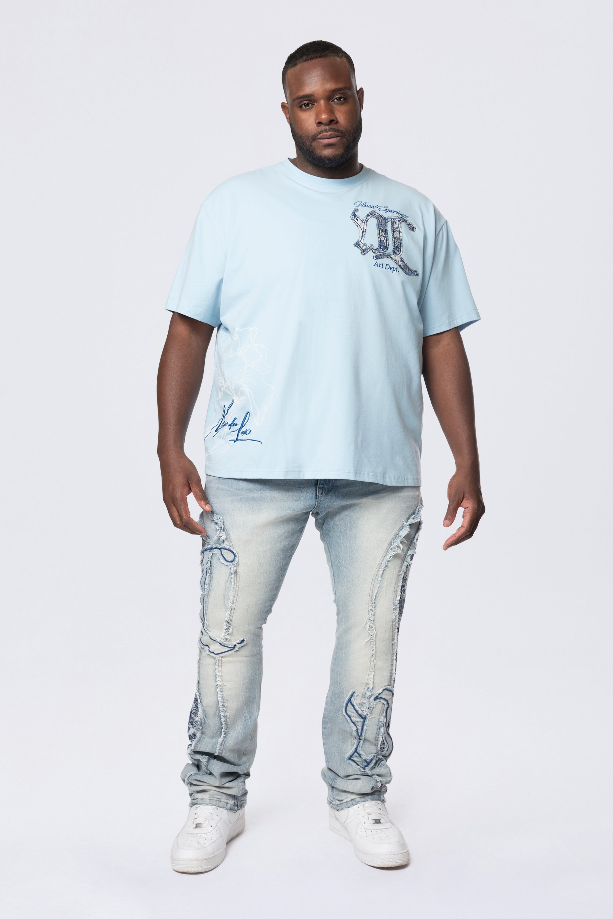 Big and Tall - Tapestry Patch SS Tee - Cerulean