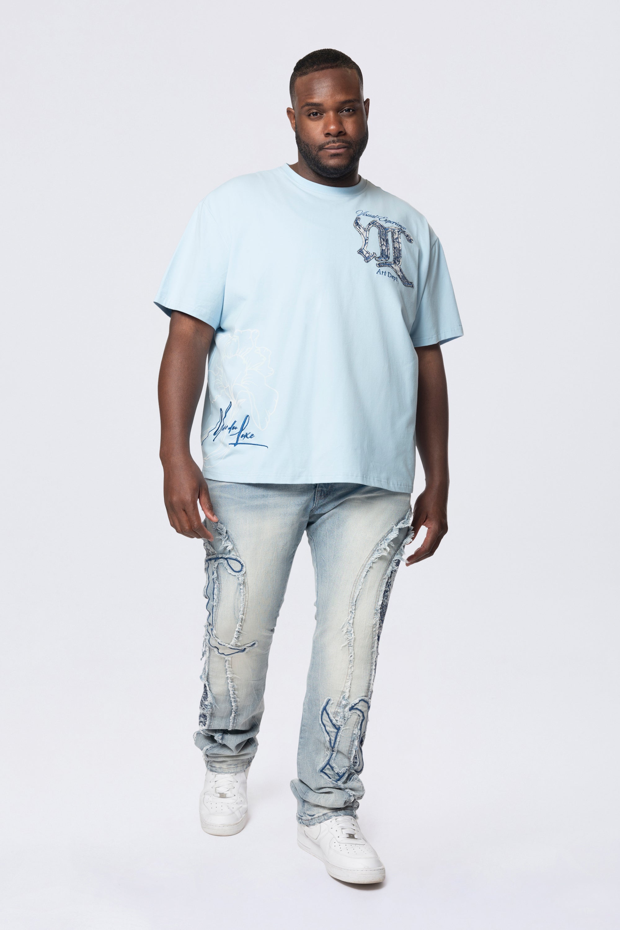 Big and Tall - Tapestry Patch SS Tee - Cerulean