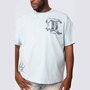 Smoke Rise Big and Tall Big and Tall - Tapestry Patch SS Tee - Cerulean